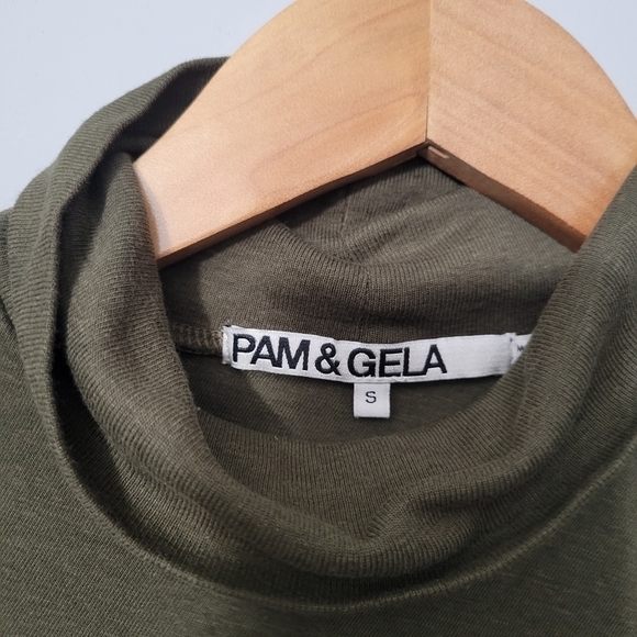 Pam and Gela Olive Green Cold Shoulder Turtleneck Dress - Picture 8 of 11